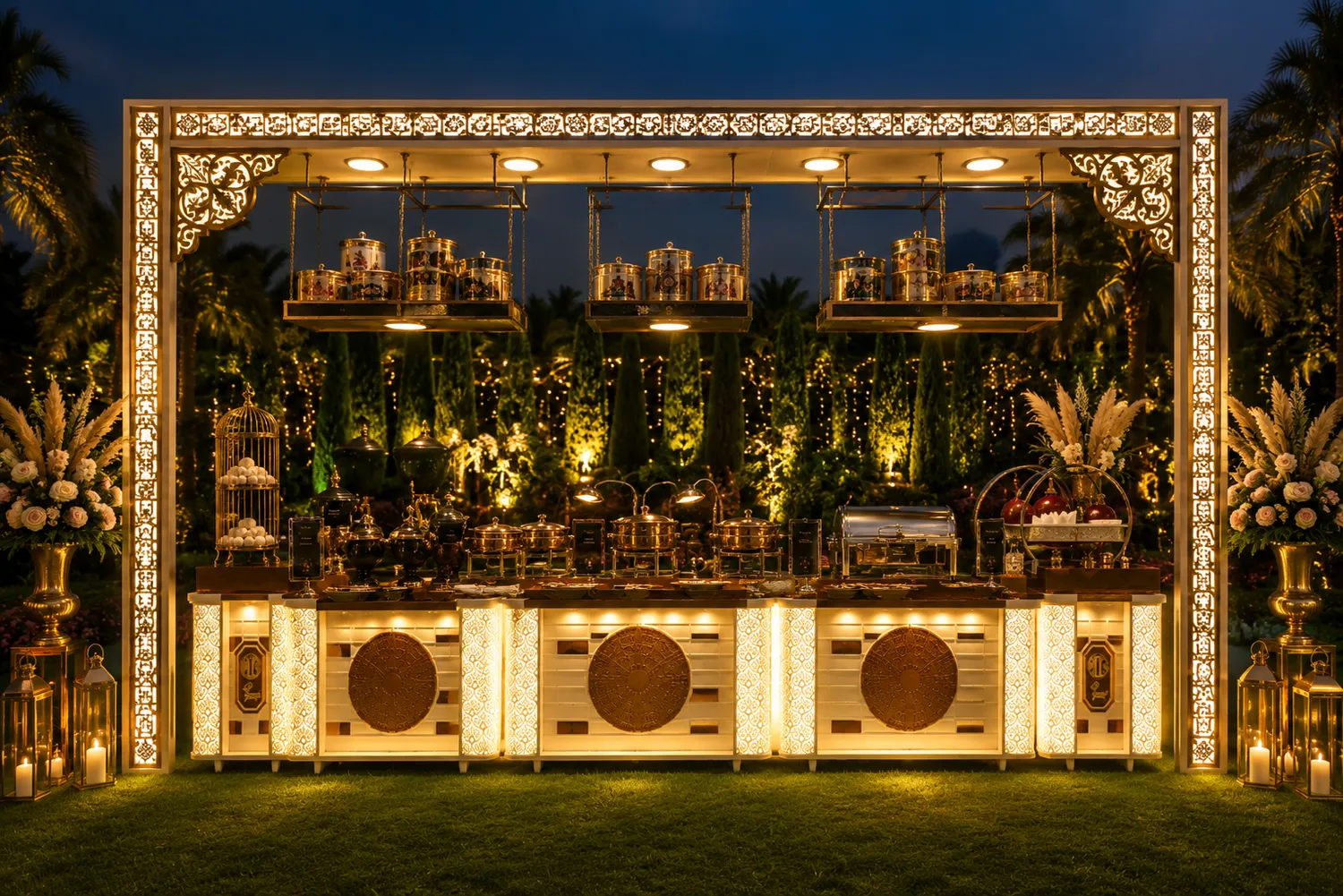Royal Lumina Buffet Arch - luxury wedding setup by D I V Y A M®